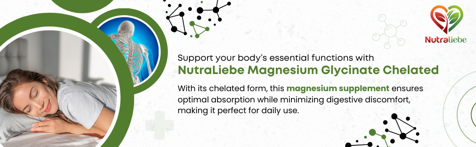 Magnesium Glycinate Chelated - High Absorption - Supports Muscle Relaxation, Bone Health & Sleep - 90 Capsules (1)
