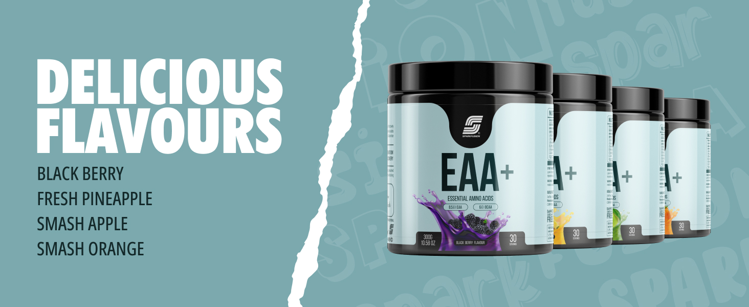 Sparkfusion 8500 mg Eaa+ & 6000mg Bcaa (300 gm) Essential Amino Acids | Pre/Intra Workout and Muscle Growth & Recovery | All 9 Essential Amino Acid EAA Powder (Black Berry)