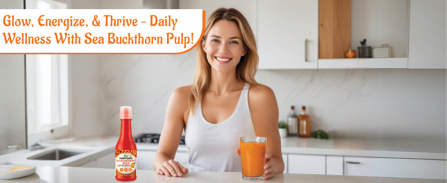 Nutrirootz HIMALAYAN SEA BUCKTHORN PULP | Pack of 2 (500ml Each) | Herbal Juice | Himalayan Superfruit Juice - Rich In Omega 3,6,7,9 & Vitamin C | Cold Pressed | Rich in Antioxidants | Immunity Booster