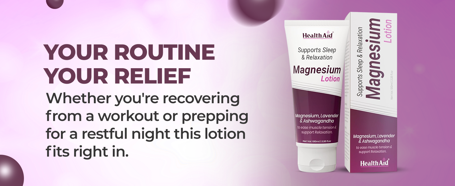 HealthAid Magnesium 10% Chloride Sleep Body Lotion – 100ml | Fast Absorbing Topical Magnesium Chloride | Deep Relaxation, Better Sleep, Muscle Recovery, Cramps Relief |Non-Greasy|