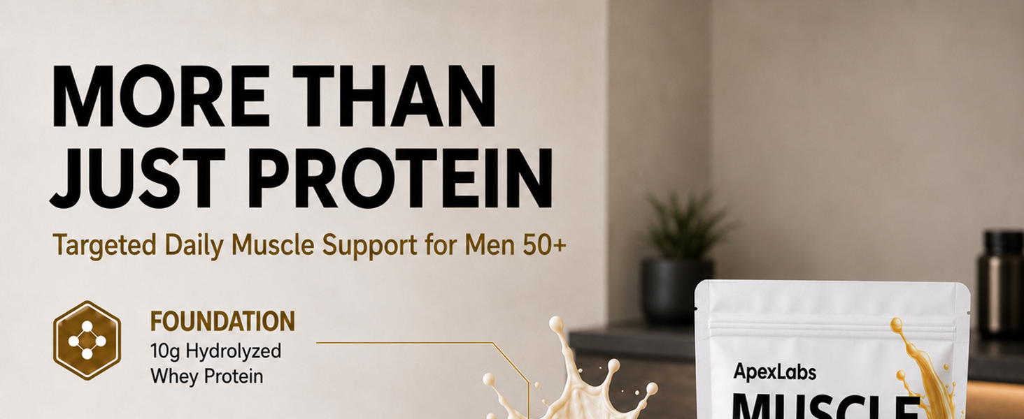 Muscle Support Protein Powder, Vanilla Flavor, High Protein Formula with Whey Protein Hydrolysate, L-Leucine, HMB, B12, Chromium & Rosemary Extract, 8.81 oz 15 Servings