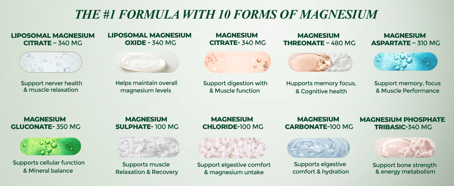 Vlado's himalayan Organics Magnesium Supplement 2800mg with 10 Chelated Salts Liposomal magnesium citrate , Oxide, Threonate, Aspartate, Chloride, Sulphate, Carbonate, Gluconate + 2 more with VItamin D3 & B12 I For Sleep, Muscle Recovery, Mood, Metabolism, Brain, Bone, Gut Health I 10X Strength mangesium complex - 60 Veg tablets