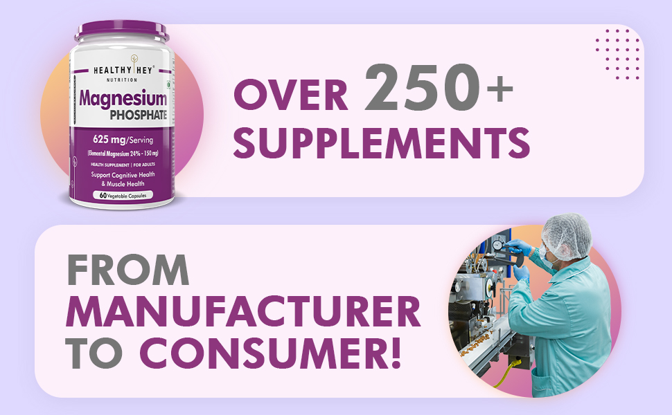 HealthyHey Nutrition Magnesium Phosphate - 625mg/serving - 60 Vegetable capsules