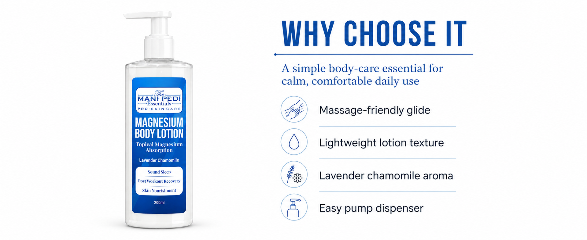 TMPE Magnesium Body Lotion. Transdermal Magnesium Supplement for Sound Sleep & Post Workout Muscle Recovery. Spasms, Cramps Recovery & Skin Nourishment - 200ml