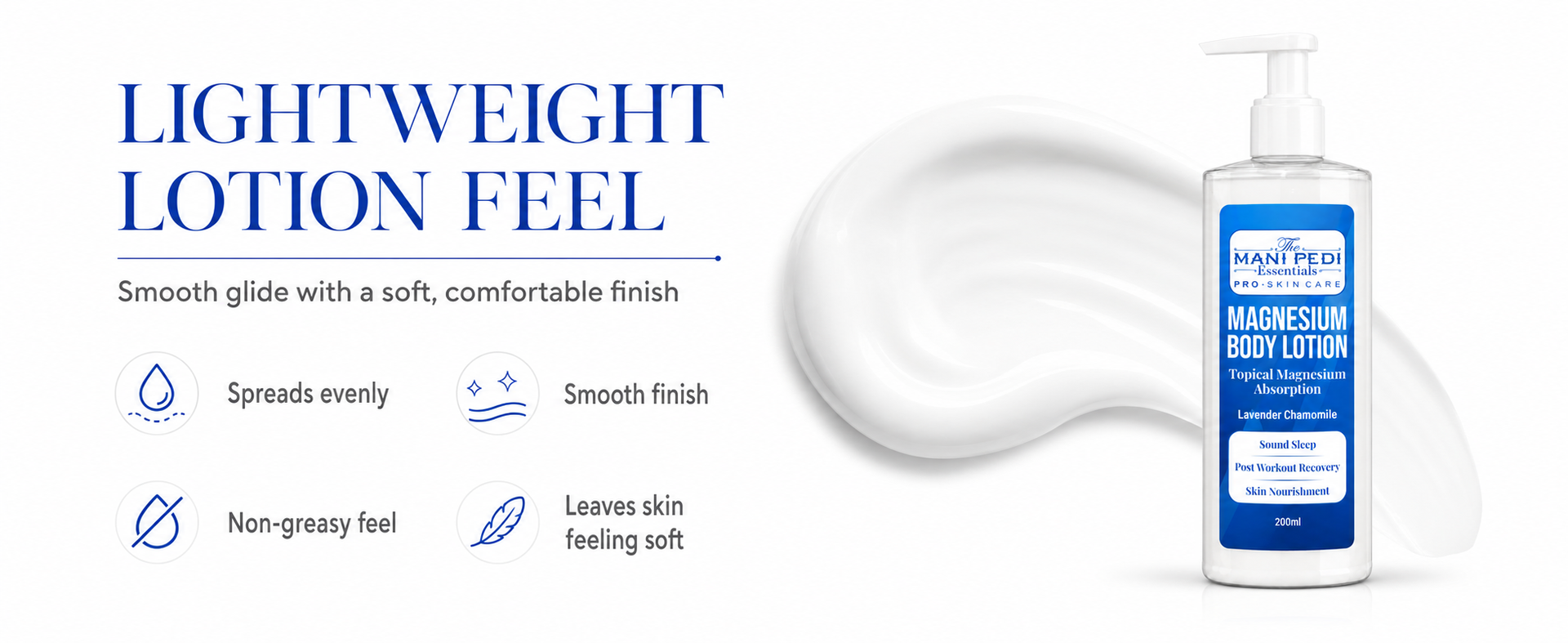 TMPE Magnesium Body Lotion. Transdermal Magnesium Supplement for Sound Sleep & Post Workout Muscle Recovery. Spasms, Cramps Recovery & Skin Nourishment - 200ml