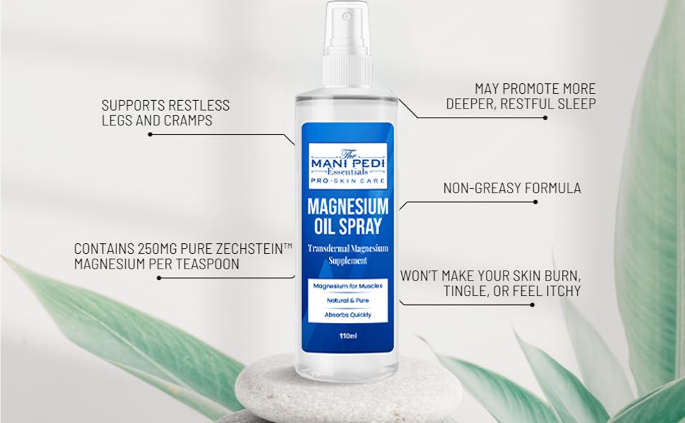 TMPE Magnesium Oil Spray. Quick Absorbing Topical Magnesium supplement. Relieves Muscles & Joints, Promotes Better Sleep -110ml (110ml Pack 1)