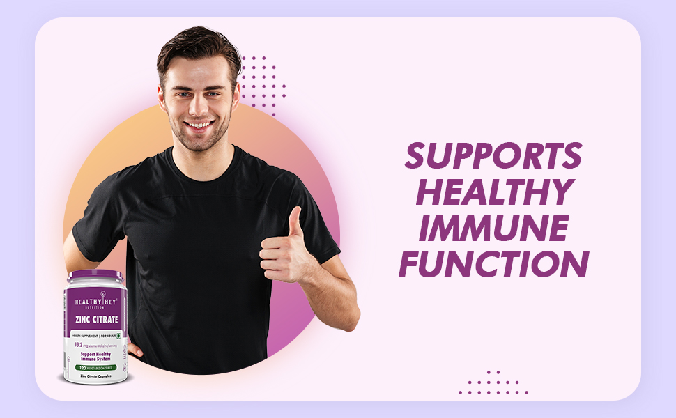 HealthyHey Nutrition Zinc Citrate, Supports Immune and Immunity - 120 Veg Capsules - Pack of 2