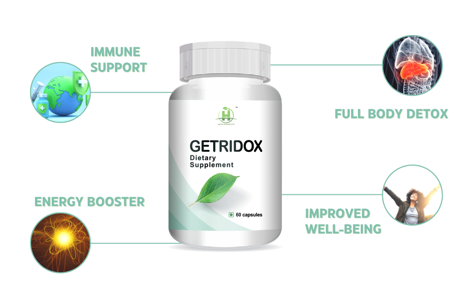 Healthy Nutrition - Just for the Health of it Getridox Vegetarian 60 Capsules-Full Body Detox | Energy Booster & Antioxidant Supplement for Men & Women -Pack of 1