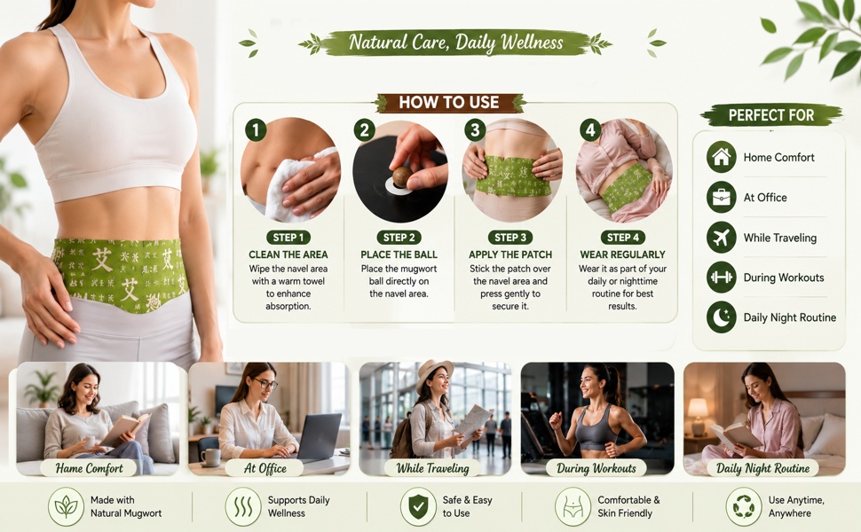 Herbal Balance Patch, Plant-Based Ingredients, Comfortable Adhesive Design, Balance Belly Button Patch Natural Detox & Slimming Waist Sticker Easy Topical Use, 5 Pieces