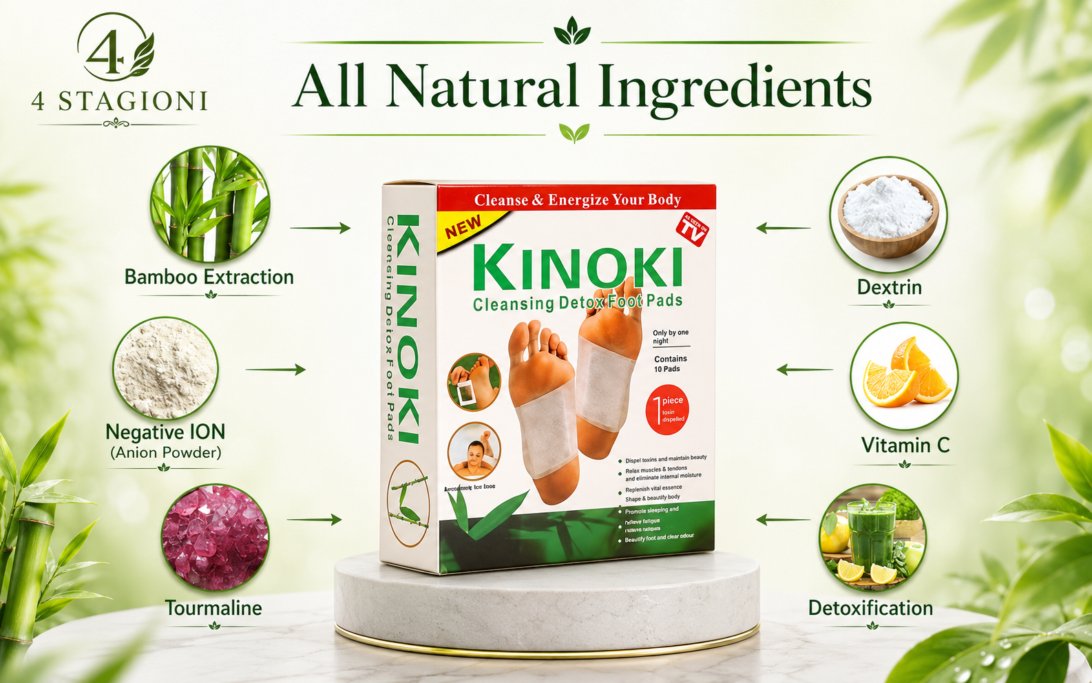 Herbal Foot Patches, Pack of 2, 20 Pairs Natural Foot Pads with Bamboo Vinegar, Gentle Overnight Foot Care Patches, Easy to Apply, Comfortable Wellness Pads for Men & Women