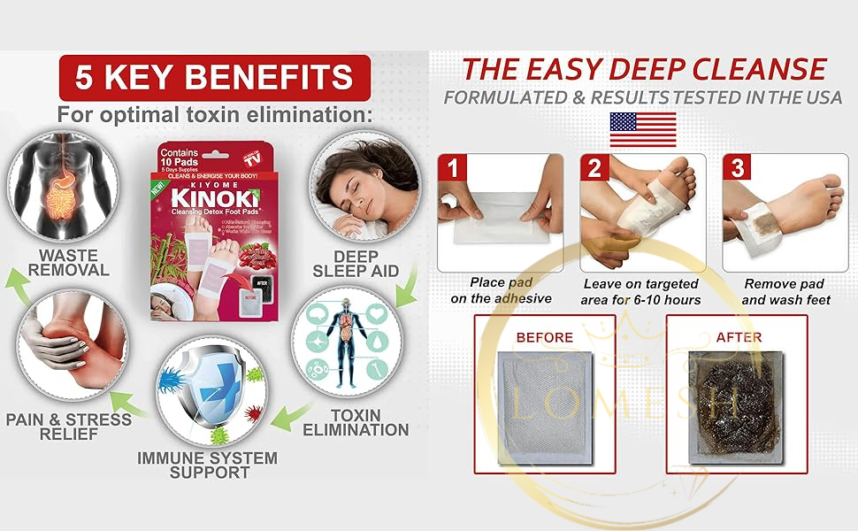 Detox Foot Patches, 10 Pads Deep Cleansing Foot Pads for Toxin Remover, Weight Loss, Pain Relief, Better Sleep, Blood Circulation & Detoxification, Natural Ingredients Wolfberry Kinoki Patch