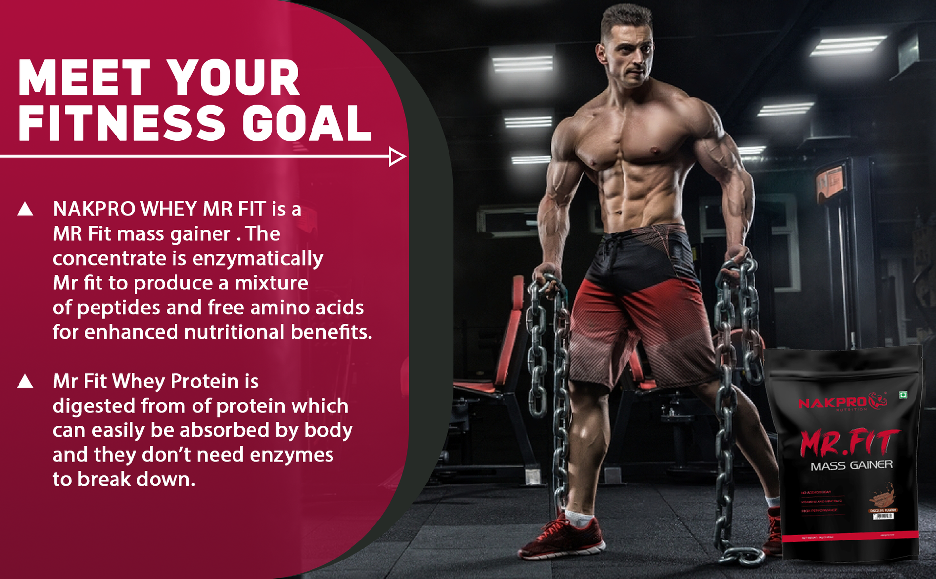 Nakpro MR. FIT Super Fast Weight Gainers/Mass Gainers (1 Kg, Cookies & Cream)