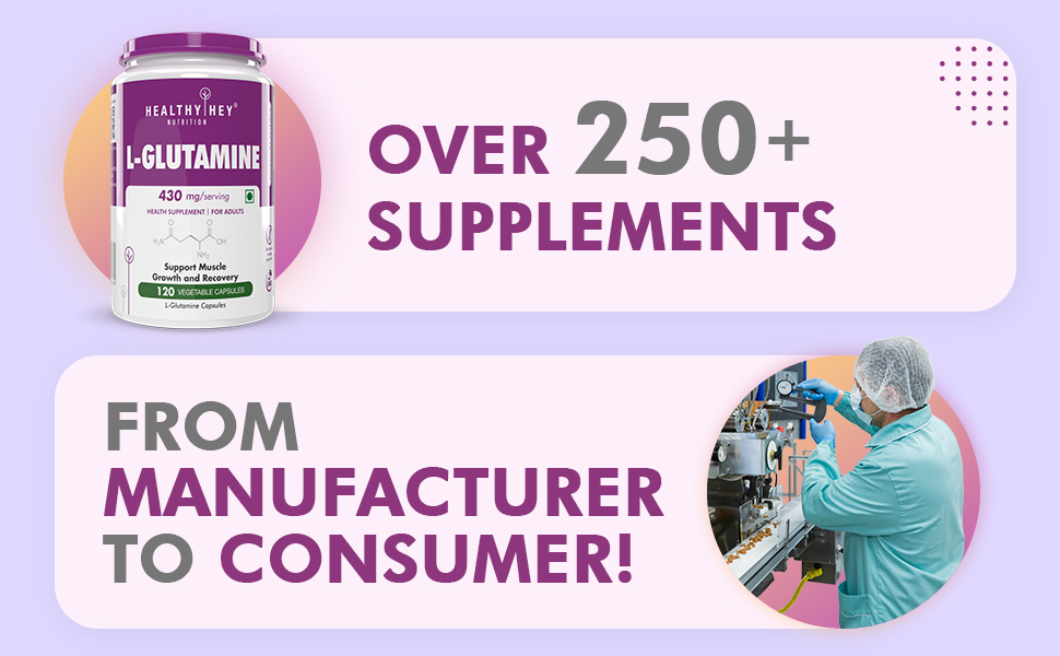 HealthyHey L Glutamine Capsules High Strength-120 Capsules