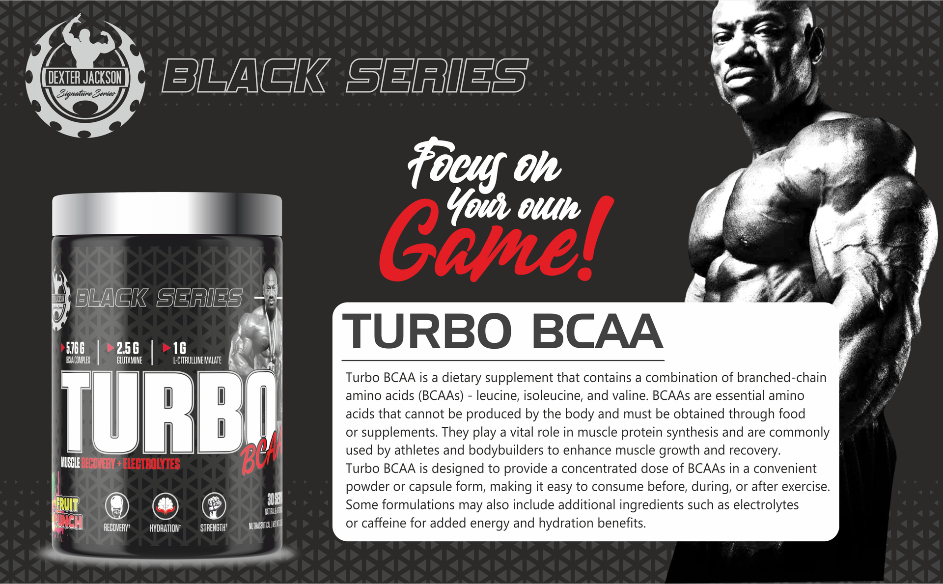 Dexter Jackson Black Series Turbo BCAA | Slicy Pineapple Flavor | 30 Servings, 390g - Advanced Muscle Recovery Formula for Enhanced Performance