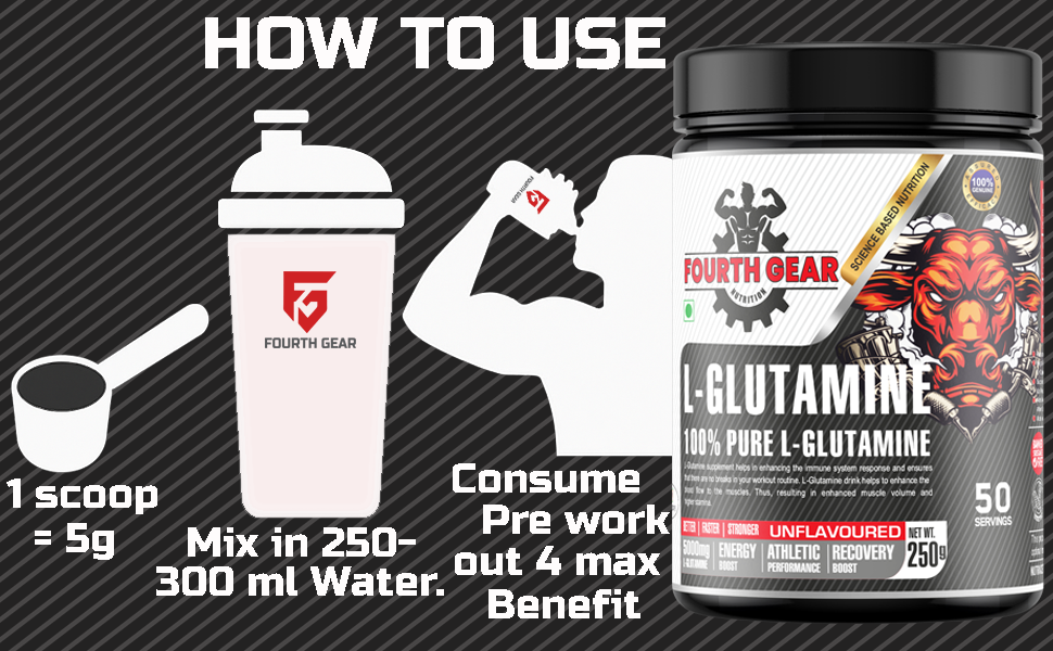 L-Glutamine 100% Pure Micronized | 5000mg per Serving | Unflavoured Muscle Recovery, Energy & Performance Supplement | 250g (50 Servings) | Vegetarian