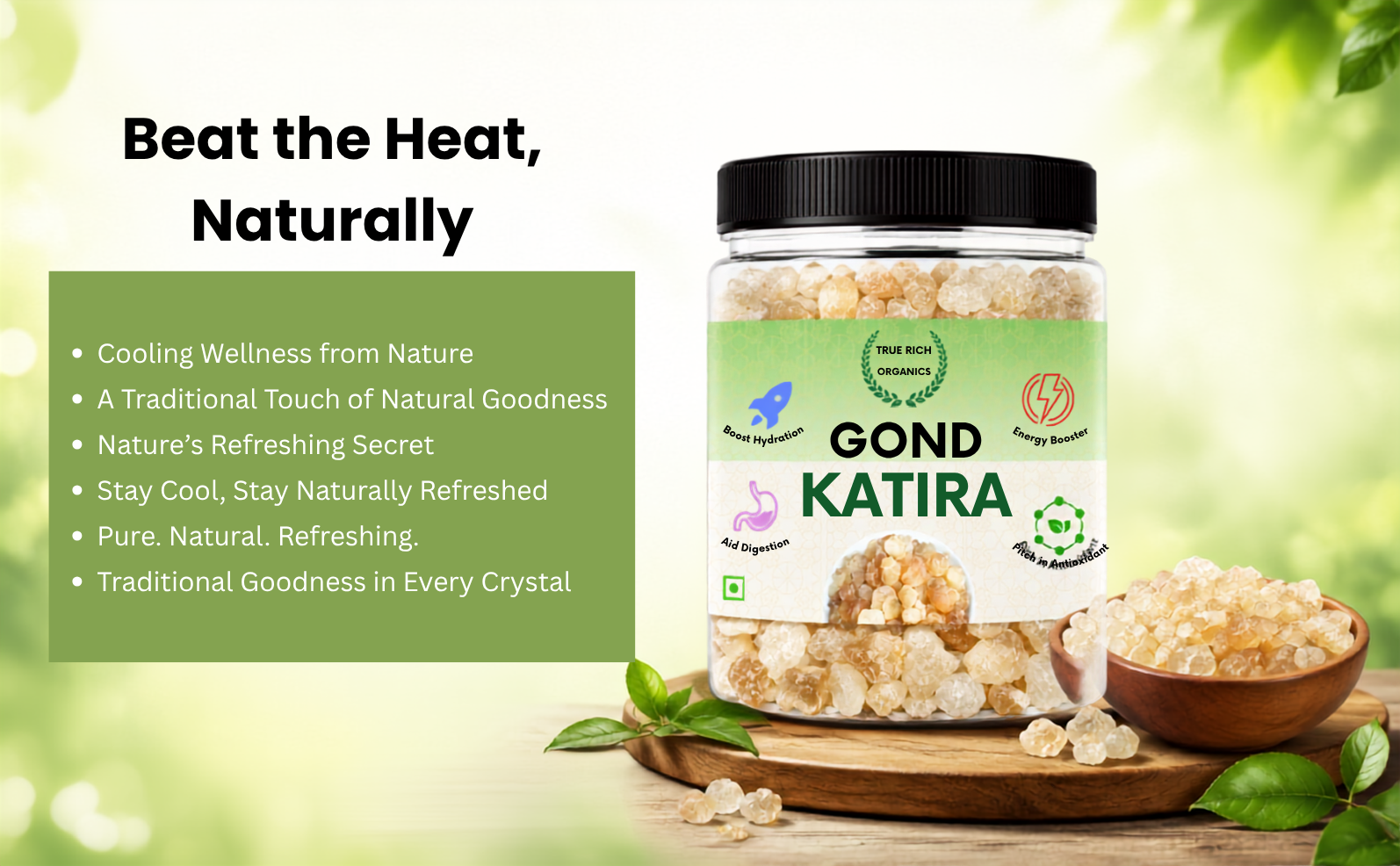 True Rich Organics Gond Katira 150G | Tragacanth Gum | Cooling Ingredient | Premium Edible Gum | Premium Quality