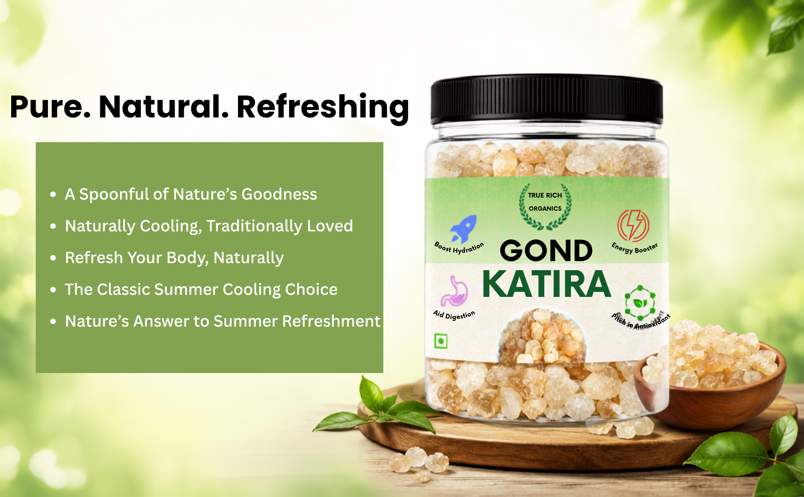 True Rich Organics Gond Katira 150G | Tragacanth Gum | Cooling Ingredient | Premium Edible Gum | Premium Quality