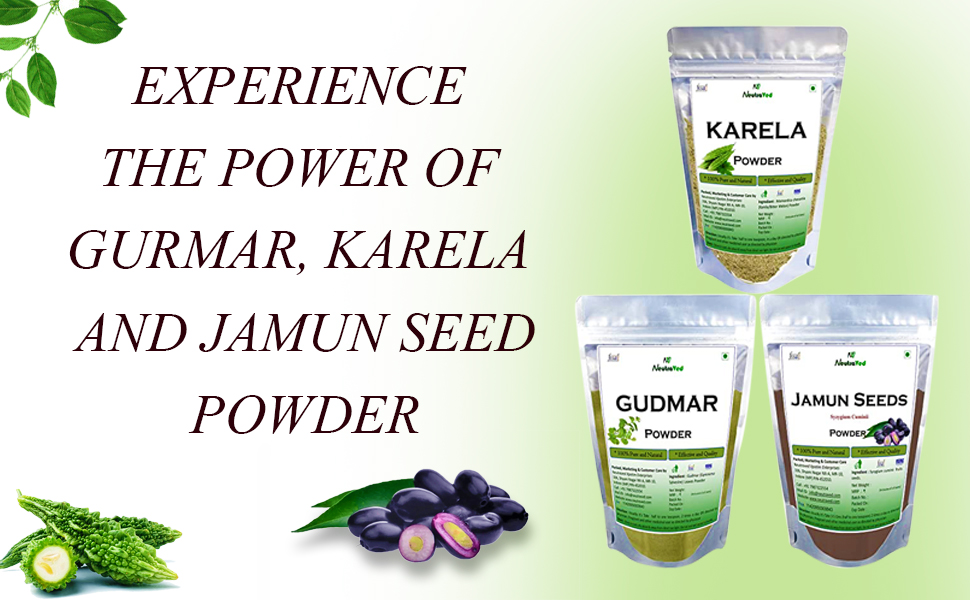 NeutraVed Combo Gurmar Powder, Karela and Jamun Seed for Blood Sugar Management (3 x 100g = Total 300g)