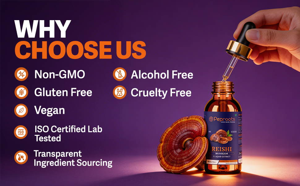 Reishi Mushroom Supplement | Liquid Extract for Heart Health, Stress Relief & Immune Support | Natural Herbal Superfood Tonic – Alcohol Free