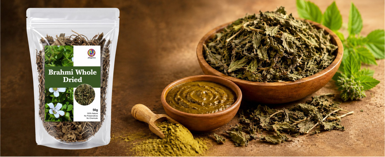 Bhringraj Brahmi Dry Leaves Raw Leaf Bhrangraj Brami Bhangra Bhringraj For Hair Regrowth Scalp Treatment Dry Frizzy Curly Straight Wavy Hair Type (Combo of 2,Pack of 50 Grams)