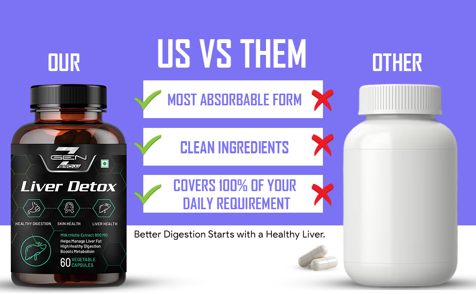 Liver Detox Supplement with Milk Thistle Extract 800mg (30:1) N-Acetyl Cysteine | Beetroot (beta Vulgaris) | Support Fatty Liver and helps Detoxification & Digestion|60 Vegetable Capsule