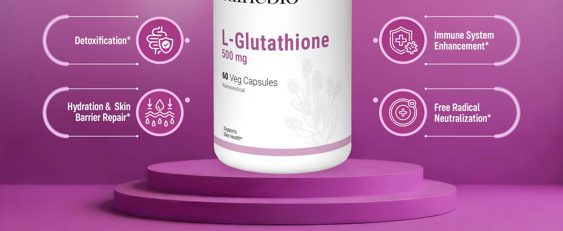 Sainebio L-Glutathione 500 mg – Antioxidant Complex with Vitamin C, E, Alpha Lipoic Acid, Grape Seed Extract & Hyaluronic Acid – Balanced Daily Supplement – 60 Capsules