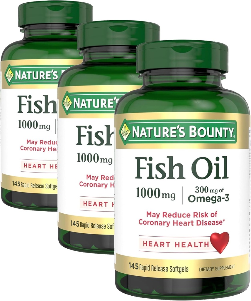 Nature's Bounty Fish Oil 1000 mg, Odorless, 120 Coated Softgels (Pack of 3) 3