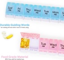 MOLN HYMY Weekly Pill Boxes and Organizer 2 Times a Day, 7 Day AM PM Pill Case Two Week, 14 Large Compartments Pill Dispenser to Hold Medication, Vitamins (Pink+Blue) 4