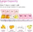 MOLN HYMY Weekly Pill Boxes and Organizer 2 Times a Day, 7 Day AM PM Pill Case Two Week, 14 Large Compartments Pill Dispenser to Hold Medication, Vitamins (Pink+Blue) 5