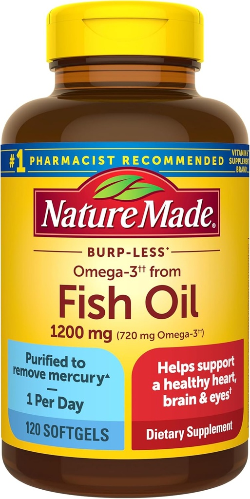 Fish Oil 1000 mg, 90 Softgels, Omega 3 Supplement for Heart Healths, 5