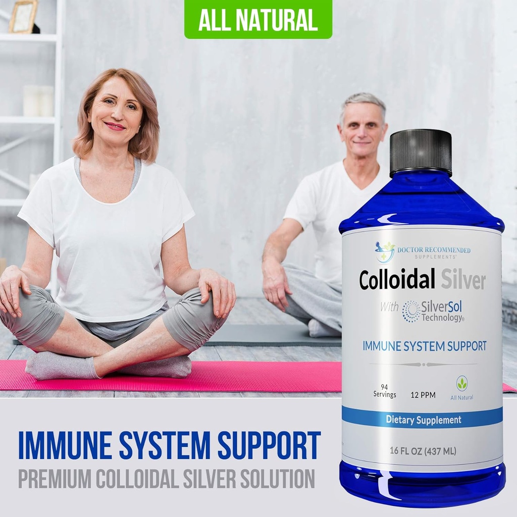 Colloidal Silver Liquid - 12 PPM Premium Silver Solution, 60 MCG Per Serving, All Natural, Vegan Immune System Support, Ionic Silver Water Daily Mineral Supplement (3-16 Fl oz Bottles) 4
