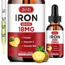 Vedel raua lisand naistele ja meestele Raud tilgad Raua lisandid aneemiale folaadiga, C-vitamiin, B12 punaste vereliblede tugi-anassimaitse, 2 Fl Oz