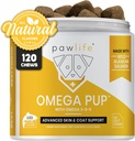 Koera kalaõli toidulisandid - 120 Omega 3 kalaõli koera vitamiinid, veterinaararsti poolt formuleeritud sügelev leevendus koertele, looduslik omega 3 kalaõli koertele, koera naha ja mantli lisand (lahus maitse)
