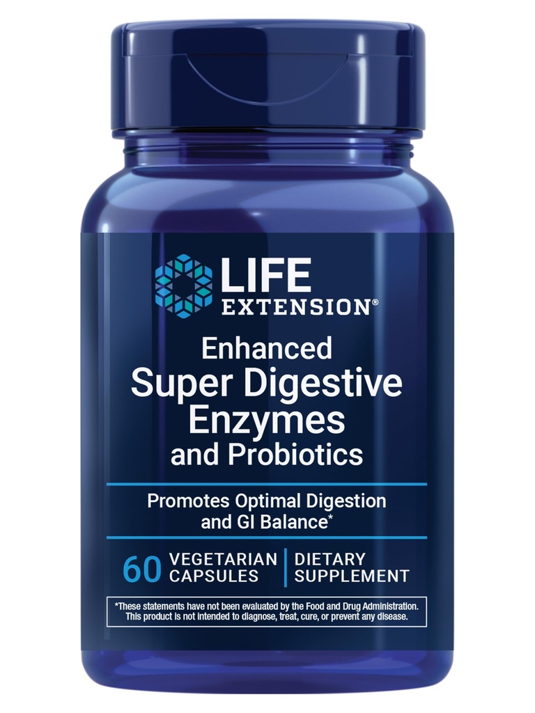 Life Extension Enhanced Super Digestive Enzymes and Probiotics – B. coagulans Probiootikum, 10 seedeensüümi – Toetab seedimist, Mugavust & GI tasakaalu – Mitte-GMO, Taimetoitlane – 60 kapslit