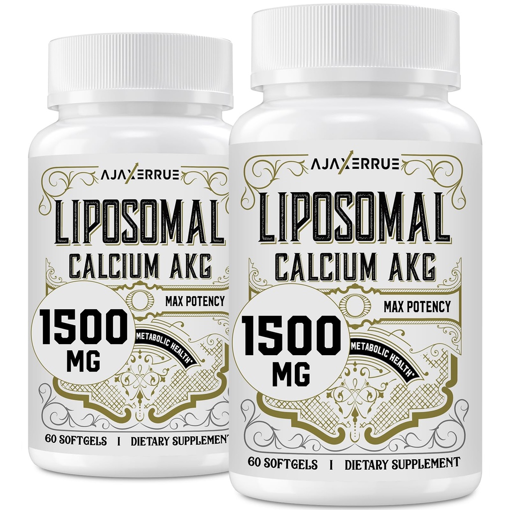 Liposomaalne kaltsium AKG täiendus 1500 MG (alfa-ketoglutaarhape), kõrge imendumine, tõhusam kui AAKG, Ca AKG pikaealisuse, vanusekaitse, rakuenergia, ainevahetusfunktsiooni jaoks, 120 Softgels