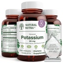 Natural Nutra Elemental Kaalium Gluconate 99 mg Toidulisand - Soodustab Energiat, Aitab Suurendada Närvisüsteemi, Soodustab Südame Tervist, Mineraalregulatsiooni, Lihasfunktsiooni - 250 Vegan Tablett