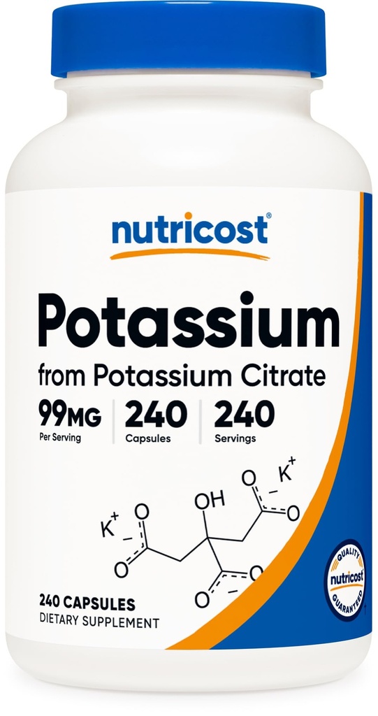 Nutrikost kaaliumtsitraat 99mg, 240 kapslit - gluteenivaba, mitte-GMO