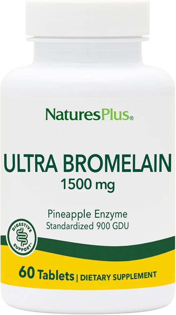 Natures Plus Ultra Bromelain - 60 tabletti - 1500 mg ananassi Bromelain - toetab seedetrakti tervist, ühist tuge ja rohkem - 60 serveerimist