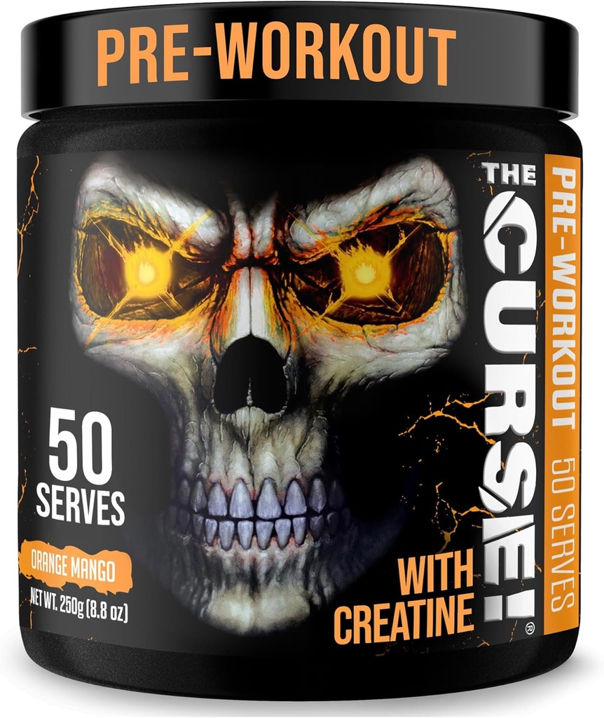 JNX Sports needus! Pre Workout pulber meestele ja naistele, kofeiin, beeta-alaniin, kreatin, L-tsitrulliin, 50 serveerimist, Orange Mango maitse - Suurendage energiat, jõudu ja keskendumist