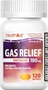 HealthA2Z® Gas Relief Simethicone | 180 MG | Vabaneb kõhu ebamugavusest ja gaasist | Anti Flatulence | Leevendab gaasi kiiret (120 loend (1. pakk))