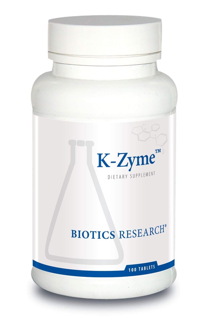 Biotics Research K ZymeTM kaalium, 99 milligrammi, toetab südame-veresoonkonna funktsiooni, elektrolüütide tasakaalu, närviülekannet, lihaste aktiivsust, superoksiidi dismutaas, katalaasi.100 Tabletid