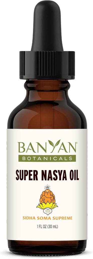 Banyan Botanicals Super Nasya Oil – Taimne Nasya Oil tilgad Rose & Sandalwood – Soojendab Nasal Passages & toetab tervislikku hingamist * – 1 oz – Non-GMO, Chemical Free, Cruelty Free