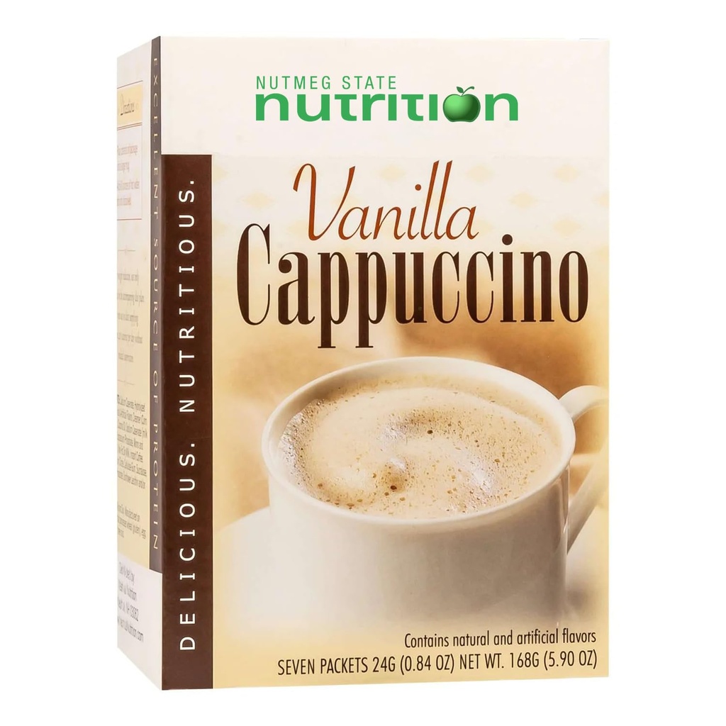 Nutmeg State Nutrition HealthyWise - kõrge valgusisaldusega dieetjook - kehakaalu langus Cappuccino - 15 g valku - madala kalorsusega - madala süsivesikusisaldusega - madala suhkrusisaldusega - 7 serveerimist kasti kohta (Vanilla Cappuccino)