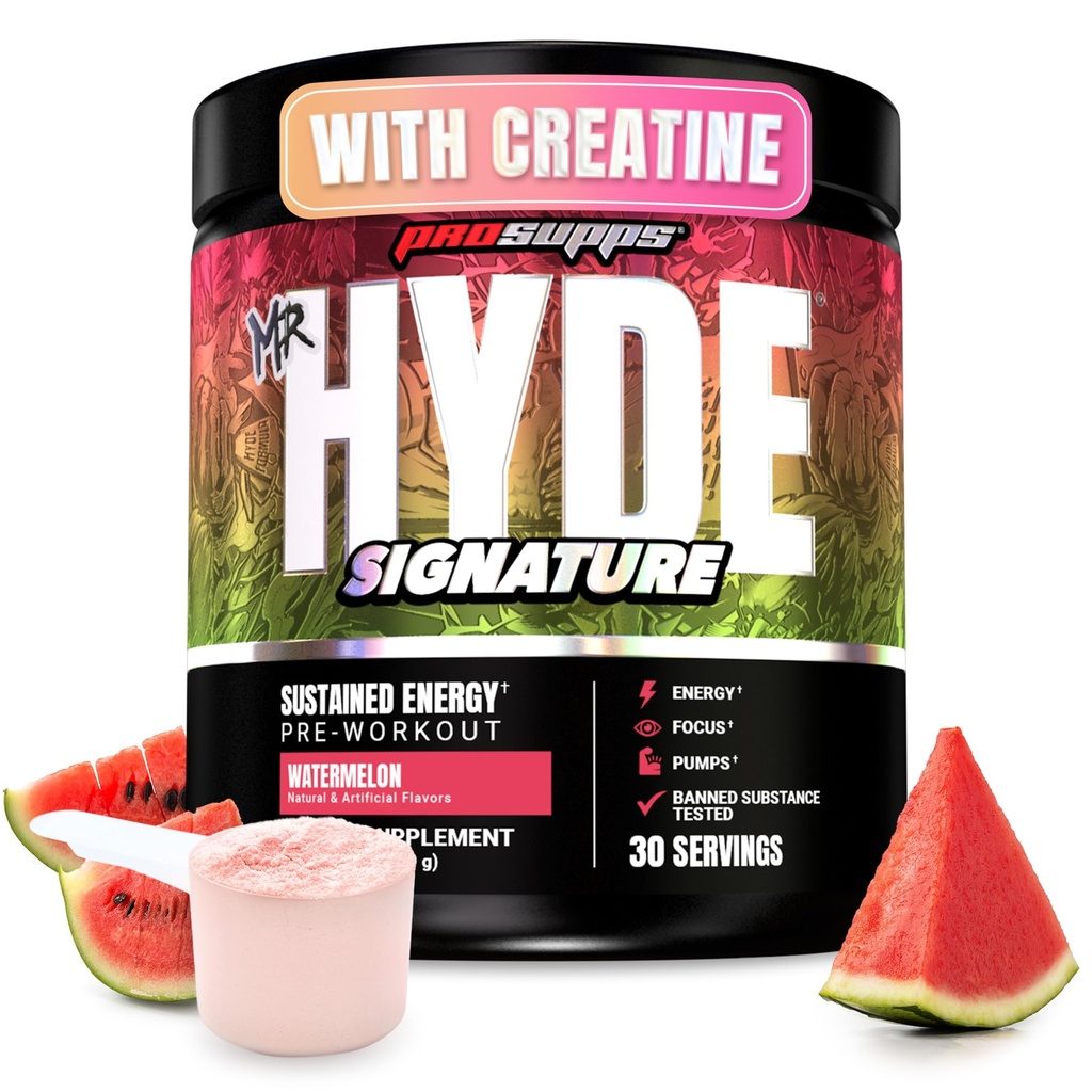PROSUPPS Mr. Hyde Signature Pre Workout Pulber koos kreatiini, beeta-alaniin & kofeiiniga - Performance, Energy & Kestvus - Puhas Fitness & jõusaali täiendused meestele ja naistele (Watermelon, 30 Servings)