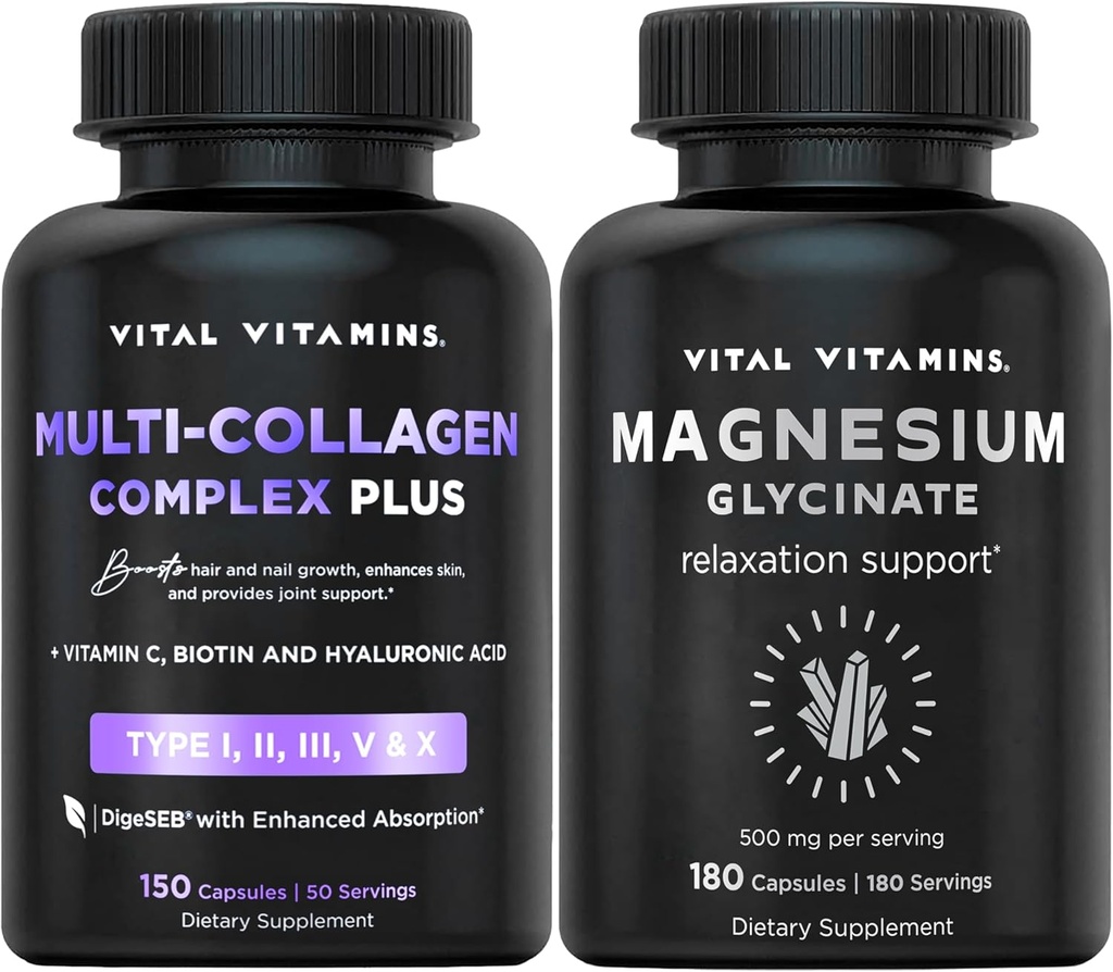 Vitaalsed vitamiinid Multi kollageen Plus kapslid + magneesiumglütsinaatkapslid