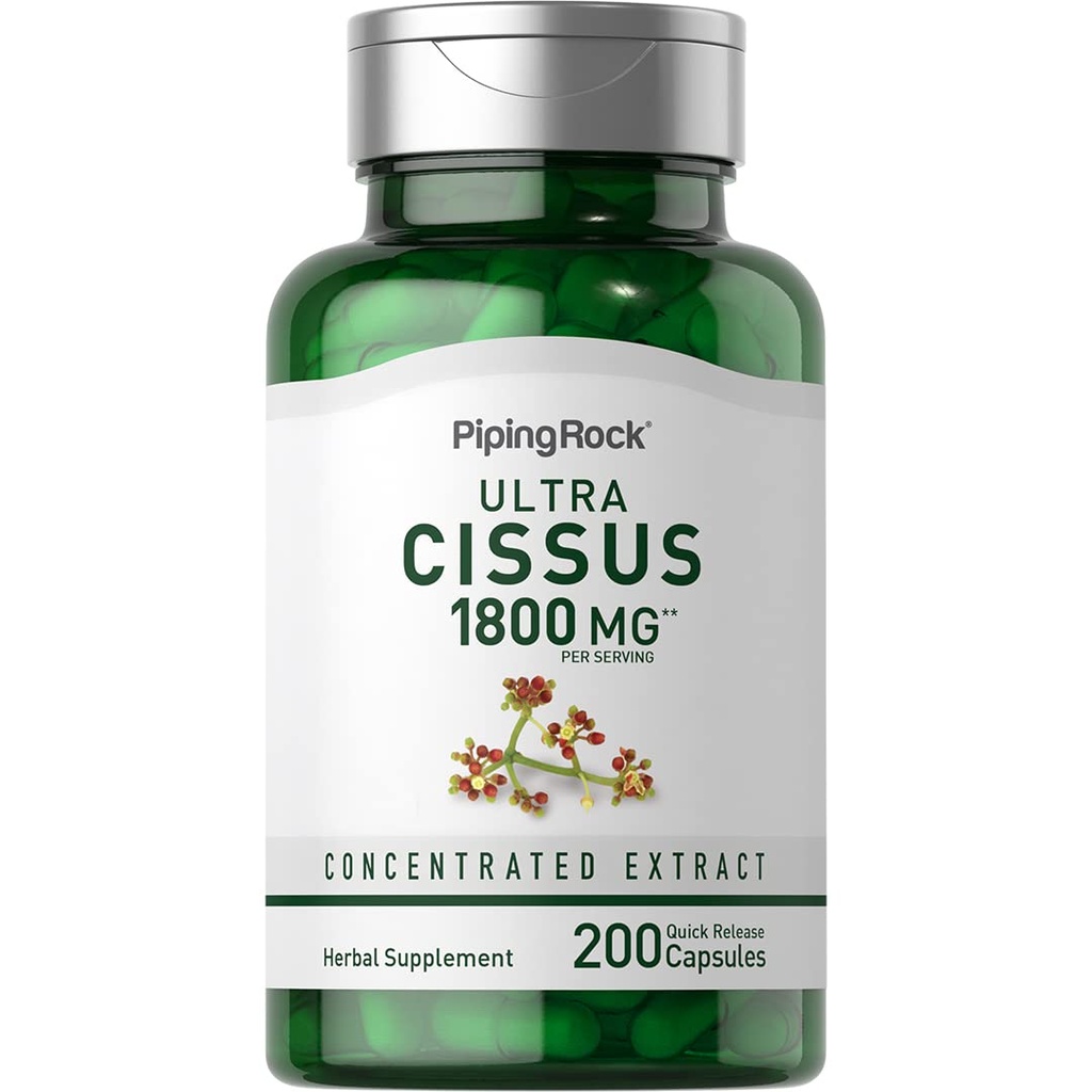 Piping Rock Cissus Quadrangularis Supplement 1800mg | 200 kapslit | Ultra kontsentreeritud taimeekstrakt | Mitte-GMO, Gluteenivaba