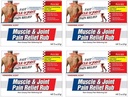 Muscle & Joint Pain Relief Rub, Fast Relief from Minor Arthritis, Backache, Muscle & Joint Pain Non-Greasy Cream, 2oz (4pk)