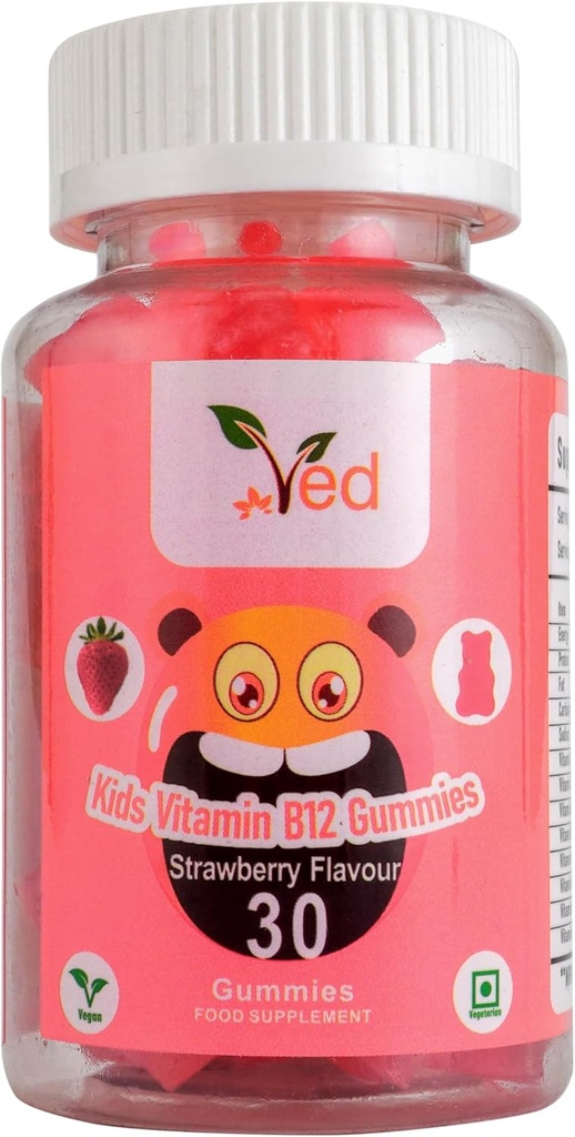Ved Kids Vitamiin B12 Kummid Vitamiin B12 täiendus, energia ja immuunsüsteemi - Vegan - 15 päeva pakkumine, 30 närimistable Kids Vitamiinid Kummid. (15 päeva pakkumine)