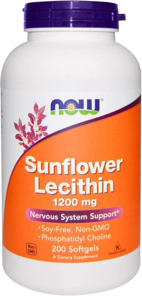 Nüüd Foods Päevalilleletsitiini 1200mg, 200 Softgels, pakendis 2