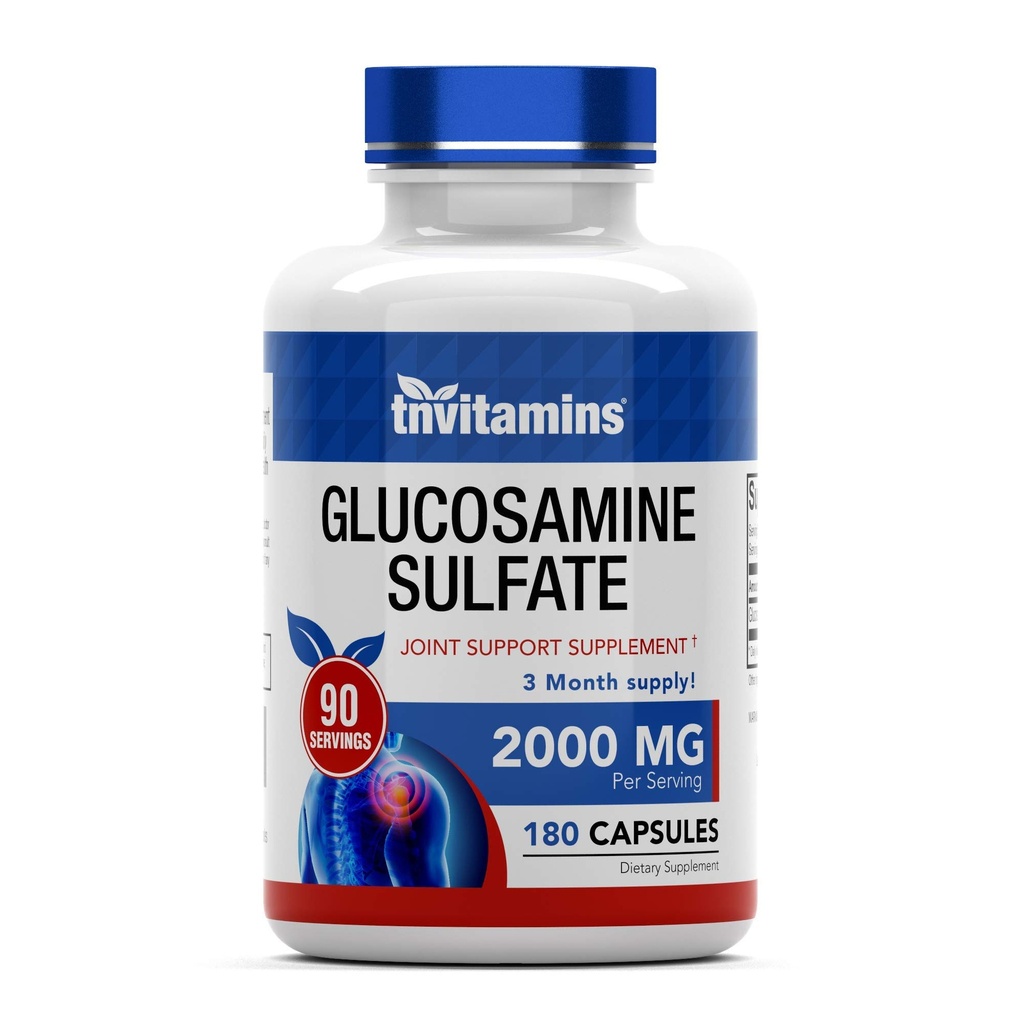 tnvitamiinid Glükoosamiinsulfaatkapslid 2000 MG (180 Count) | Ühine tugi * Naiste ja meeste täiendus | Toodetud USAs | Edendab paindlikkust ja liikuvust